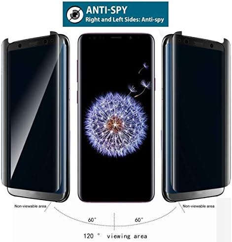 Galaxy S9 Plus Privatnost zaslona za zaštitu zaslona, ​​stakleno staklo, YMH Anti Spy Anti-Sccratch Bubble Free Feay Friendly