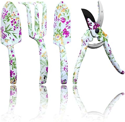 Set vrtnih alata Aluminijski set vrtnih ručnih alata s cvjetnim tiskom 4-dijelni vrtni alat Slatki vrtni pokloni za žene