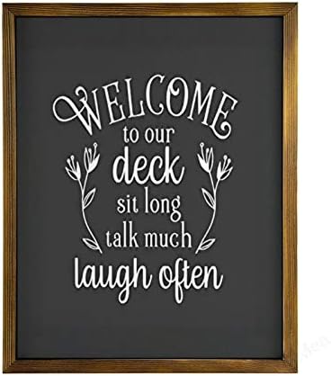 Vinmea dekor za dom drveni znak dobrodošao na našu palubu, sjednite dugo, puno razgovarajte i nasmijajte se često uokvireni