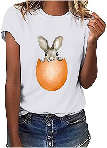 Smiješno slatka zeko jaja tiskana majice za žene labave fit grafičke majice o-vratni kratki rukavi za odmor majice