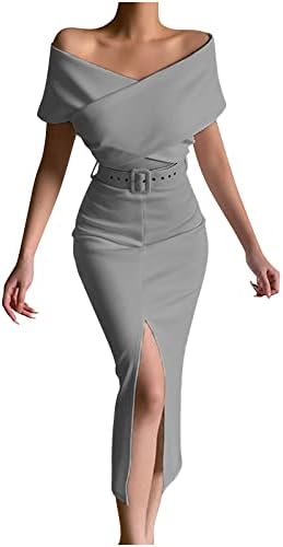 Ženska Maturalna Haljina Bez rukava U obliku slova B, seksi Midi haljina s prorezom i kravatom u struku, jednobojne omotane