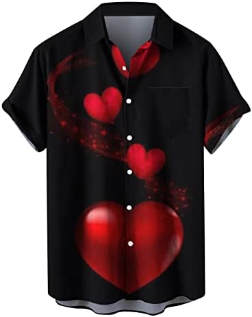 Majice za muškarce modno Valentinovo tiskana jednostruka džepna košulja casual labavi tiskani džep obična košulja za fit