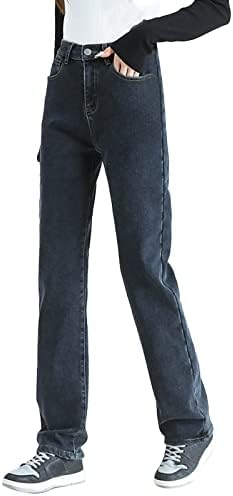 Miashui 311 Ženske traperice pokazuju tanke žene jeseni i zime nove hlače visokog struka elastične labave hlače za ženu jean