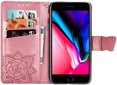 COTDINFOR Kompatibilan sa slučajem iPhone 8 Plus Sjajan kožna flip-novčanik sa dijamant-leptir šok-dokaz torbica sa stand-držač