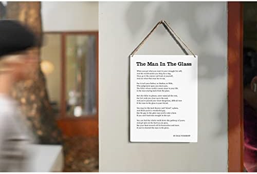 Čovjek u staklenoj drvenoj potpisu Inspirativna poezija Drveni znakovi rustikalni viseći plak kućni ured zidne umjetnosti
