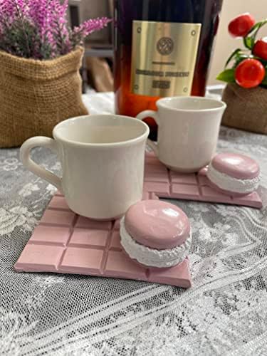 Turski grčki arapski kava espresso keramički tanjur set -pink obojeni ručno izrađeni makaron Smatrao je tanjuri za šalicu