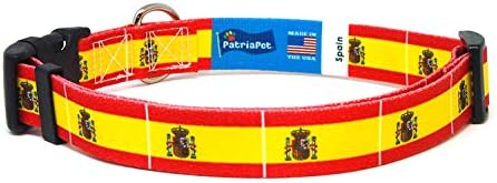 Španjolska ovratnik za pse | Španjolska zastava | Kopča za brzo oslobađanje | Napravljeno u NJ, SAD | Za srednje pse | 1