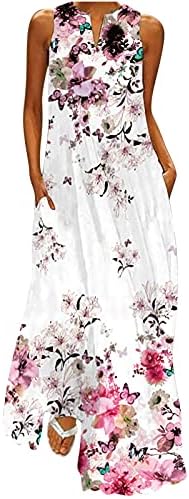 Ženska vintage maxi haljina dužina poda Elegantna haljina za vjenčanje cvjetna ruka V vrat seksi zabavna haljina s džepom