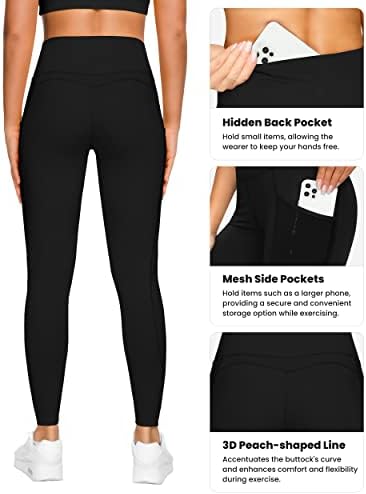 Joga tajice s visokim strukom s 2 džepa, hlače za vježbanje za žene i djevojke, za kontrolu trbuha, neprozirna sportska odjeća