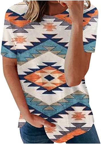 Ženska bluza s okruglim vratom s printom veličine plus tunika kratkih rukava Ženske uredske košulje elegantni udobni casual