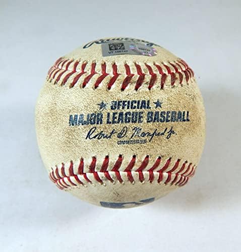 2022 Atlanta Braves Marlins Game Upotrijebio bijeli bejzbol Brigham Austin Riley Foul - Igra se koristio bejzbol