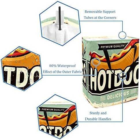 Retro hot dog tiskana sklopiva košara za rublje vodootporne košare za rublje od 60 litara košara za pranje odjeće igračke