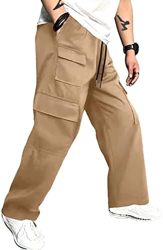 Muške teretne hlače opuštene fittring joggers trenerke atletskih planinarskih hlača s multi-džepom