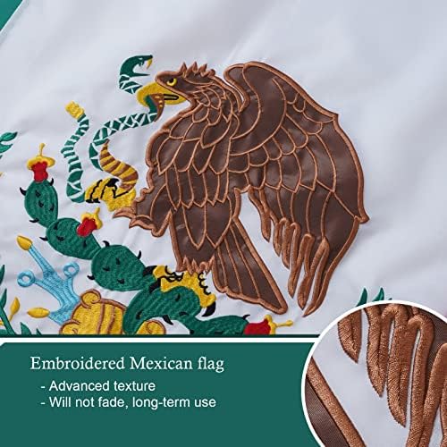 Bradfordova meksička zastava na otvorenom od 6 do 10 stopa, vezena velika zastava Meksika, super izdržljiva dvostrana, meksička