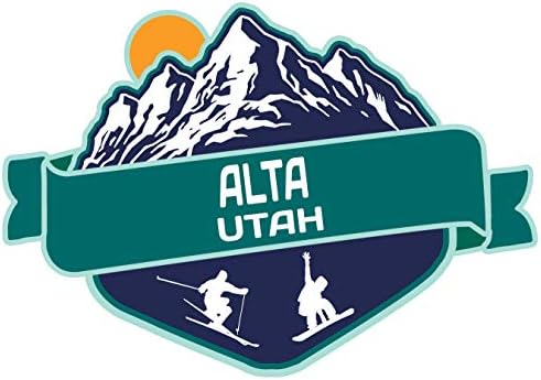 Suvenir za skijaške avanture u Alti, Utah, 4-inčna vinilna naljepnica planinskog dizajna