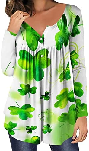 Shamrock majice za žene dugi rukavi St Patricks Dan gnomi vrhovi grafičke majice labave bluze za gamaše