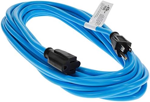 Otimo 25 ft unutarnji / vanjski produžni kabel, 14/3 sjtw, plavi kabel, crni priključak, 3 prozračni utikač, voda i otporan