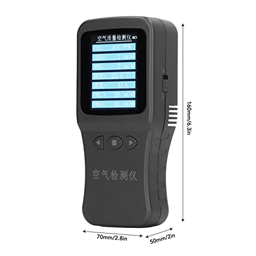Fydun 7 u 1 Monitor za kvalitetu zraka Ručni temperaturna vlaga PM2.5 PM10 VOC CH2O detektor s stražnjim nosačem 3.7V za
