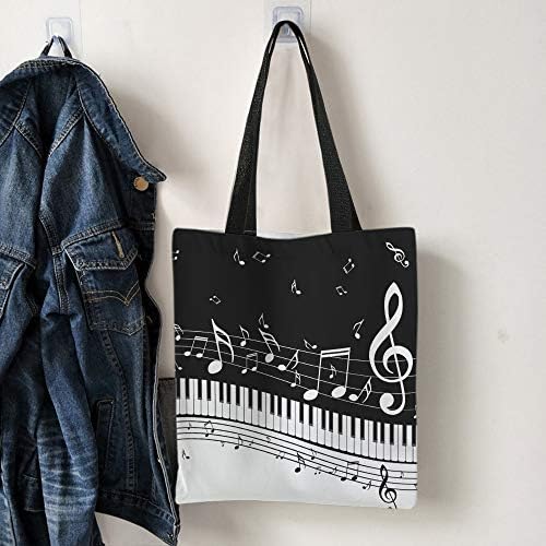 Musslion Music Note Canvas torbe za klavirske tipke Glazbena tipkovnica crne bijele torbe Torbe za prijenosne računale Velika