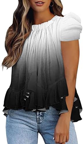 Ženske bluze na više razina s cvjetnim printom s volanima koje skrivaju trbuh, labavi vrhovi s izrezom u obliku slova A i
