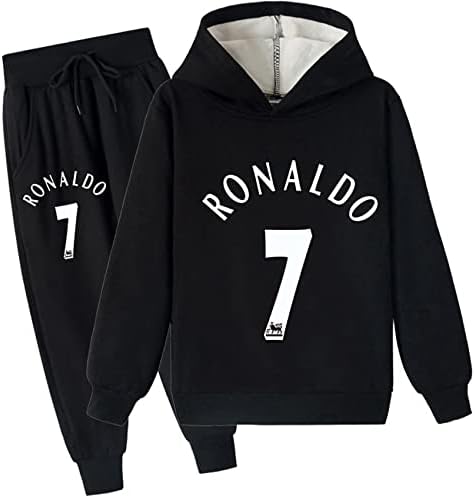 Zapion Kids Cristiano Ronaldo Twichirt i SweatPants Outfits Set Lagane kapuljače s kapuljačom dugih rukava