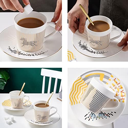 HansyElect Marabou šalica za kavu i tanjur set 10oz Creative Art Mirage invertirana slika šalica luksuzni porculanski čajnik
