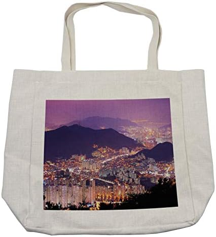 Ambsonne urbana torba za kupovinu, Skyline of Busan Južne Koreje Moderni gradski pejzaži živahne noćne zgrade i brda, ekološki