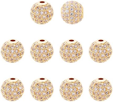 10 kom oko 9,5 ~ 10 mm zlatne kubične cirkonijeve mjedene perle, mikro Razmaknica disko kuglice razmaknice od prozirnog kristala