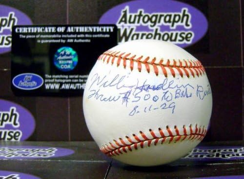 Willis Hudlin Autographid American League Baseball utisnut bacio je 500. na Babe Ruth 8 11 29 - Autografirani bejzbol