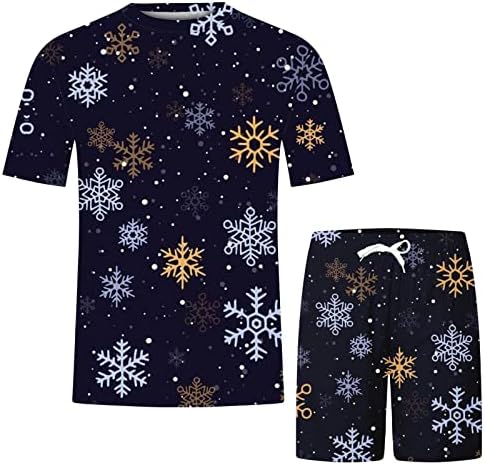 CJHDYM božićni sport set za muške majice s kratkim rukavima kratke hlače 2pc staza fitnes majice i kratki trener