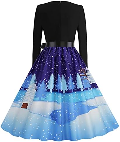 Haljine za božićne zabave za žene 2022. godine slatka haljina A kroja s uzorkom snjegovića haljina za zabavu za tinejdžerice