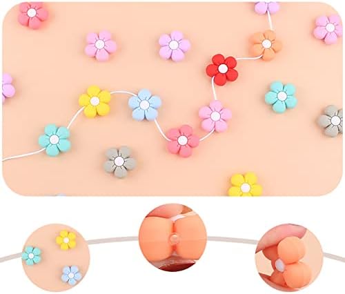 15pcs silikonske perle od cvijeta tratinčice šarene perle u obliku suncokreta crtane ravne perle labave silikonske razmaknice
