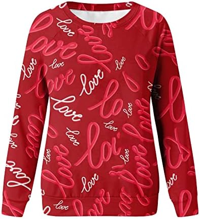 Valentinovo Plus veličine pulover žene okrugli vratni vrhovi dugih rukava Pulover Love Heart Grafički gornji par košulje