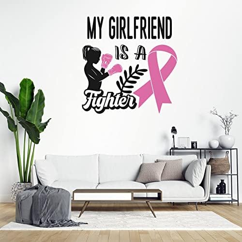 Moja djevojka borac vinilna zidna naljepnica s ružičastom vrpcom Zidne naljepnice za borbu protiv raka naljepnica ratnik