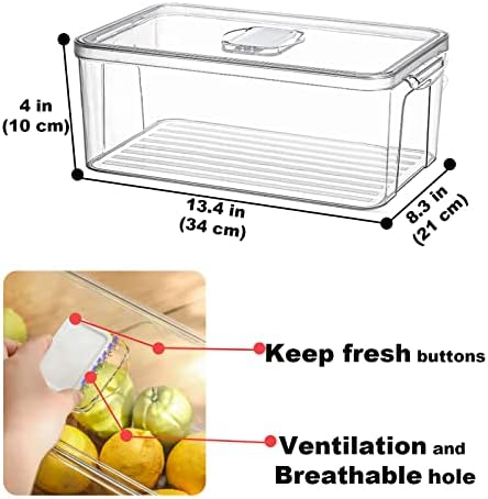 Organizator hladnjaka, prozračan i svjež set od 2 kutije za odlaganje s dvostrukim bočnim ručkama, koristi se za organiziranje