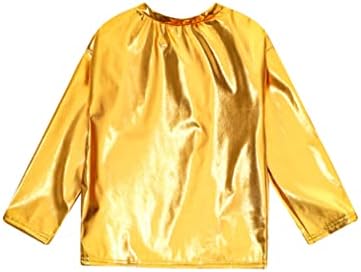 Dador Kids Metallic Shiny Shiny majica s dugim rukavima Jazz Hip Hop Modern Dance Top Performance Kostim za plesna odjeća