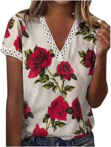 Ljetne ženske slatke majice s čipkastim dizajnom, topovi, moderne Ležerne tunike širokog kroja s izrezom u obliku slova u,