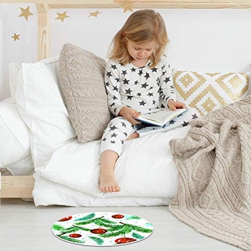 Heoeh božićna crvena božićna kuglica, ne -klizač 15,7 okrugli tepih tepiha tepih tepih za djecu spavaće sobe soba za bebe