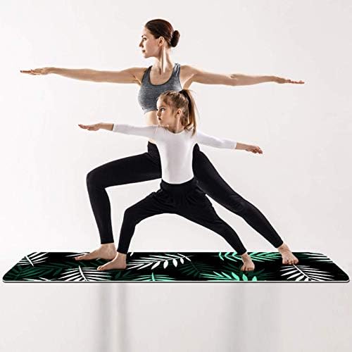 Debela Protuklizna prostirka za vježbanje i fitness 1/4 s printom palminog lišća za jogu, pilates i podnu kondiciju