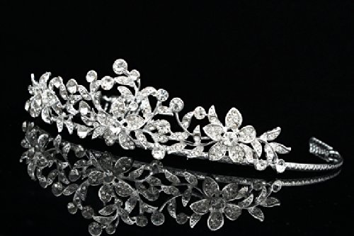 Vjenčana tijara-kruna od prozirnog kristala presvučena zlatom 9656