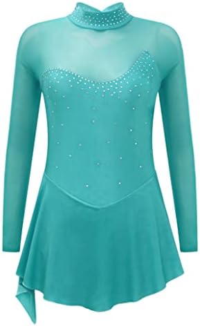 Yoojoo ženska figura haljina za klizanje leda mreža SPICE SPICE Dugi rukav za ključanice straga Gimnastička leotard baletna