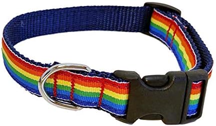 Preston Rainbow Dog ovvratnik - prugasti više obojena vrpca na mornarsko plavom najlonskom traku