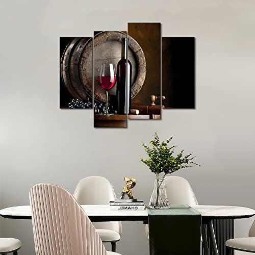 Vino i voće s čašom i bačvama zidna umjetnička slika za kuhinje slike tiska na platnu hranu za kuću moderni ukras