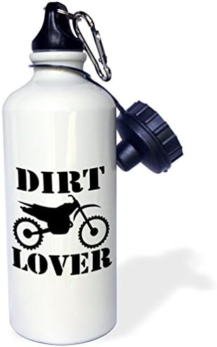 3Drose Black Bike Graphic Slika i tekst ljubitelja prljavštine na bijeloj pozadini sportska boca vode, 21oz, raznobojni