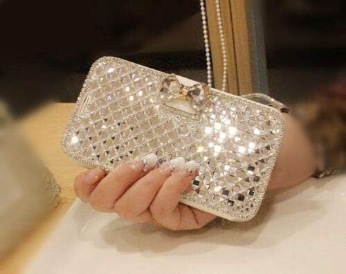 Kompatibilan s torbicom za novčanik od 14 žena slatka sjajna luksuzna torbica sa šljokicama s mašnom ukrašena kristalima,