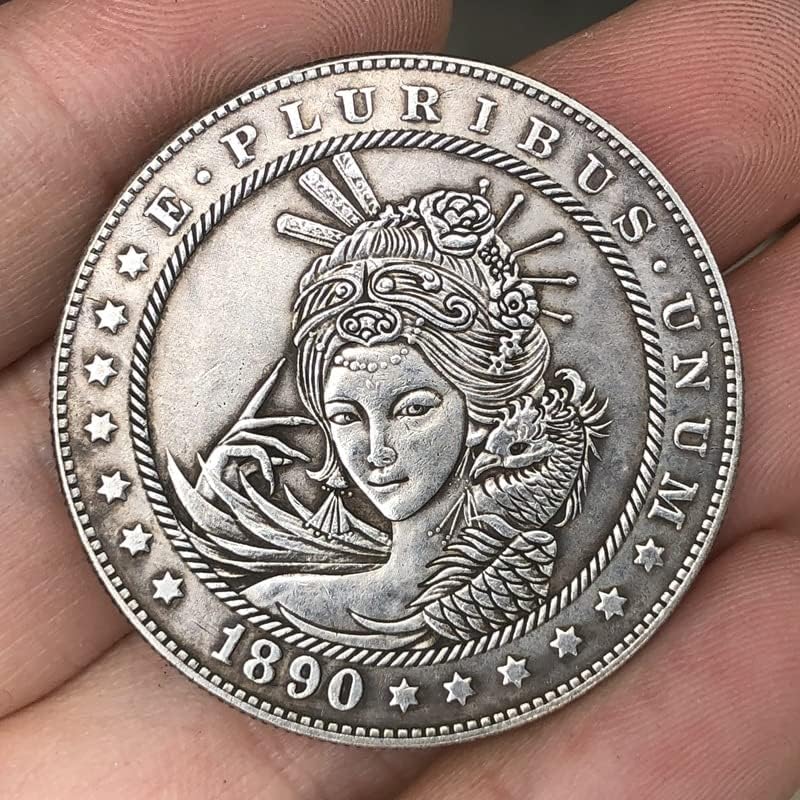Qingfeng 38 mm Antique Silver Dollar Coin Us Morgan Tramp Coin 1890-C Craft 192