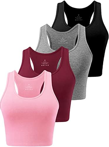 Star Vibe Basic Sports Crop Crop TOPS za žene ošišane trkačke tenkove vježbanje vježbanja joge vrhovi 4 komada