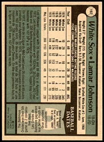 1979 O-pee-chee 192 Lamar Johnson Chicago White Sox NM White Sox