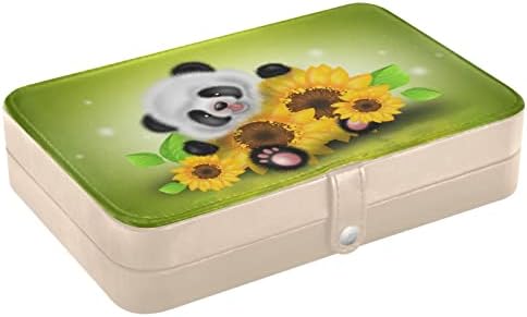 Innewgogo Panda Bear Suncokreti Mala kutija nakita PU Kožni Organizator nakita Travel Djevešada Kutija za nakit za žene djevojke