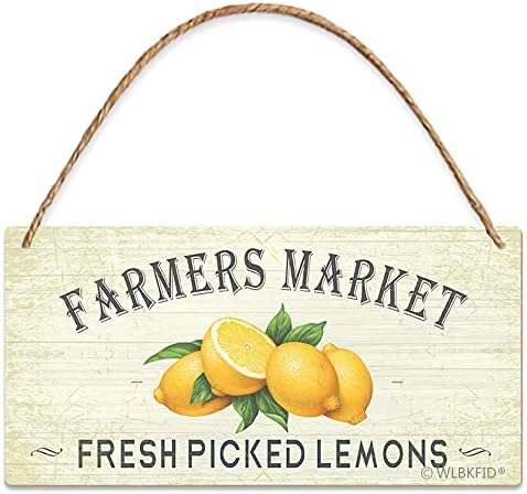 Poljoprivredni tržnica svježi odabrani limuni drveni znak smiješni zidni pedimente Umjetničke ukrase za kuhinju domaće voće